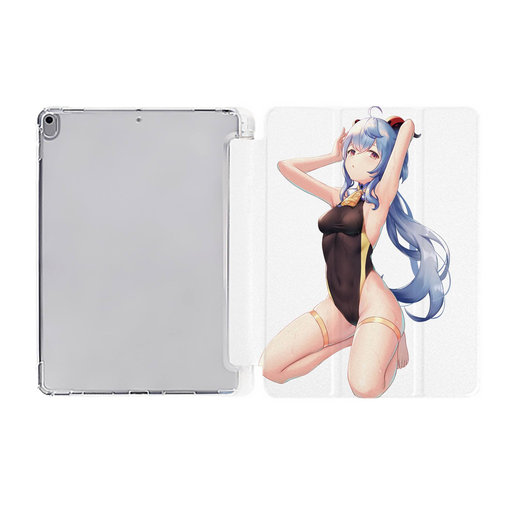 げんし神 甘雨 かんう genshin Ganyu IPad ケース ペン収納付き 三つ折りスタンド PUレザー×シリコン 対応機種9.5/10.5/10.9インチ